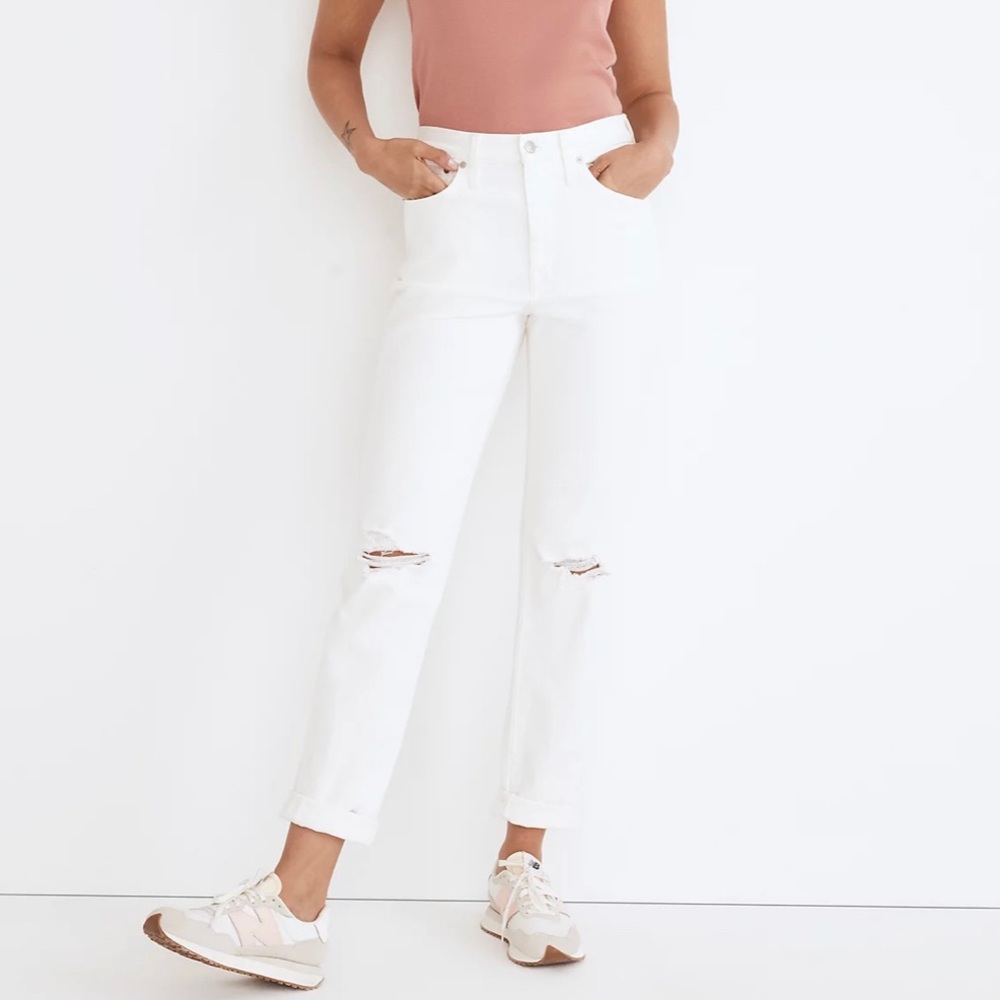 Madewell Slim Boyjean in Tile White